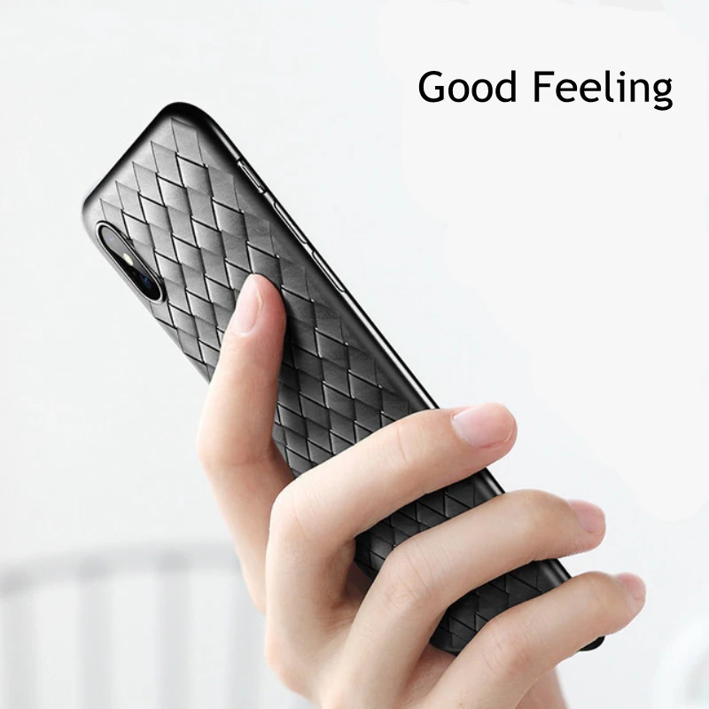 Для iPhone X XS MAX XR 11 Pro Max противоударный Ультратонкий Мягкий ТПУ тканый кожаный чехол