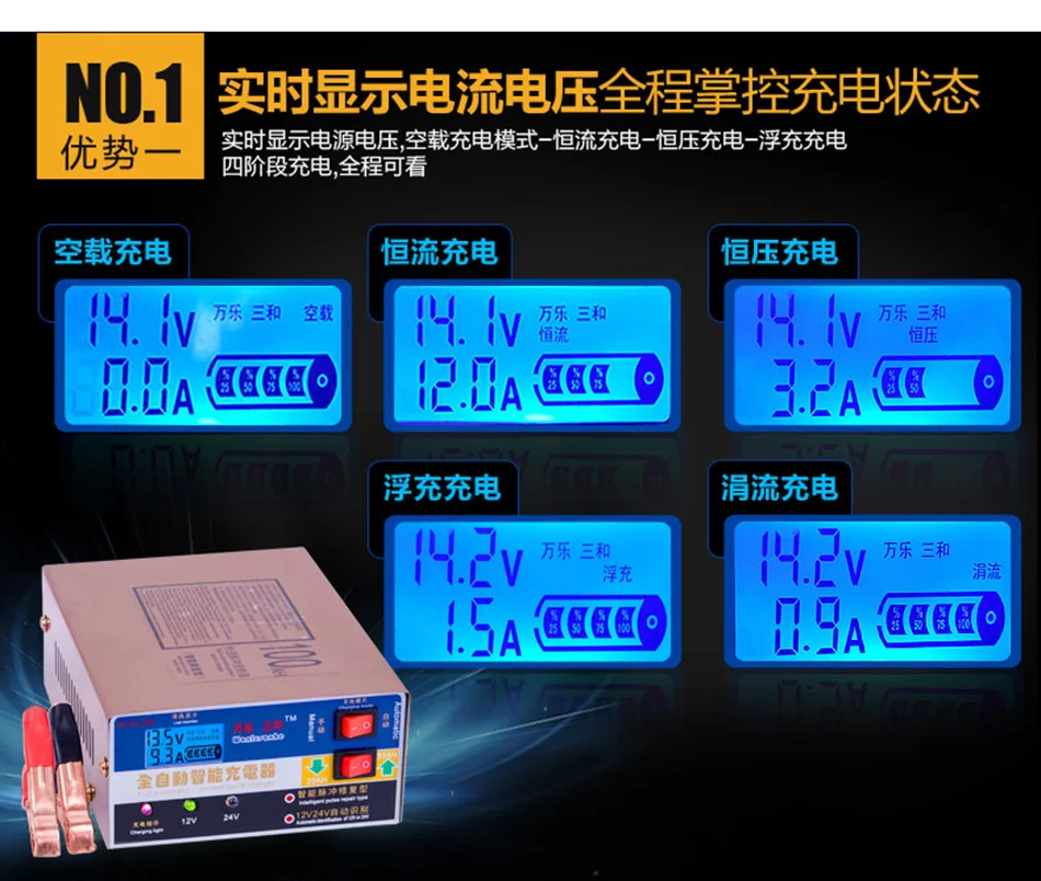 12V 24 V Автомобиль Грузовик Мотор свинцово-кислотные гелиевые гелевый Аккумулятор AGM полностью автоматический Зарядное устройство интеллигентая(ый) Пульс Ремонт Тип зарядки в возрасте от 12 до 24 вольт