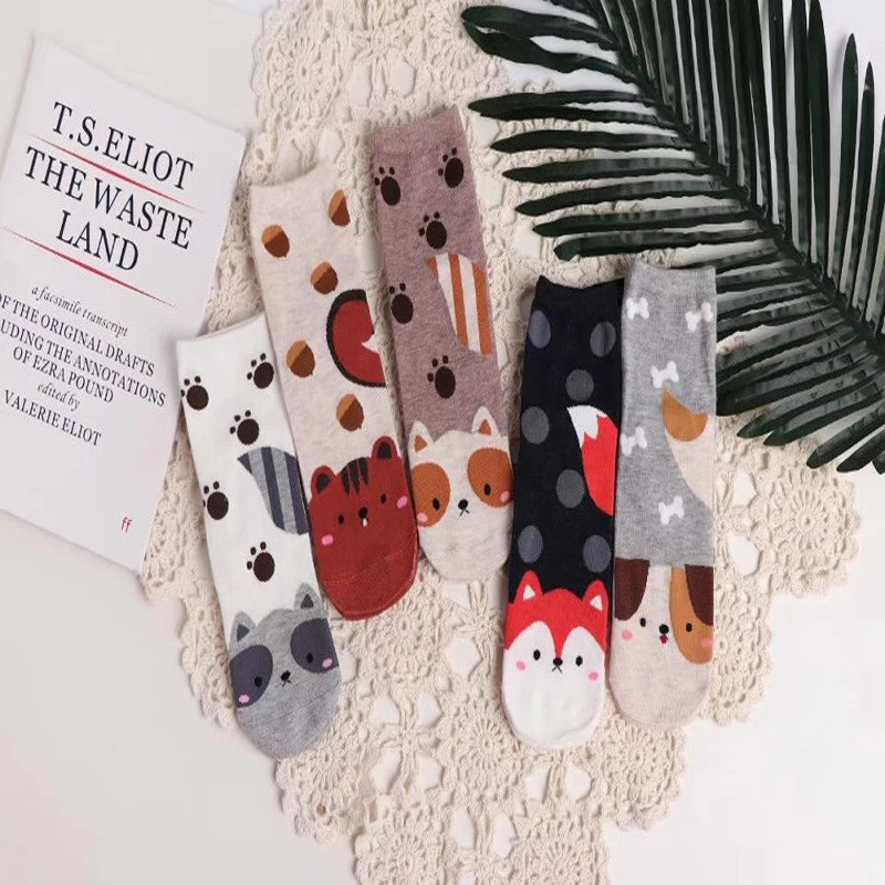1 пара носков модные хлопковые короткие носки с мультяшным принтом животных и