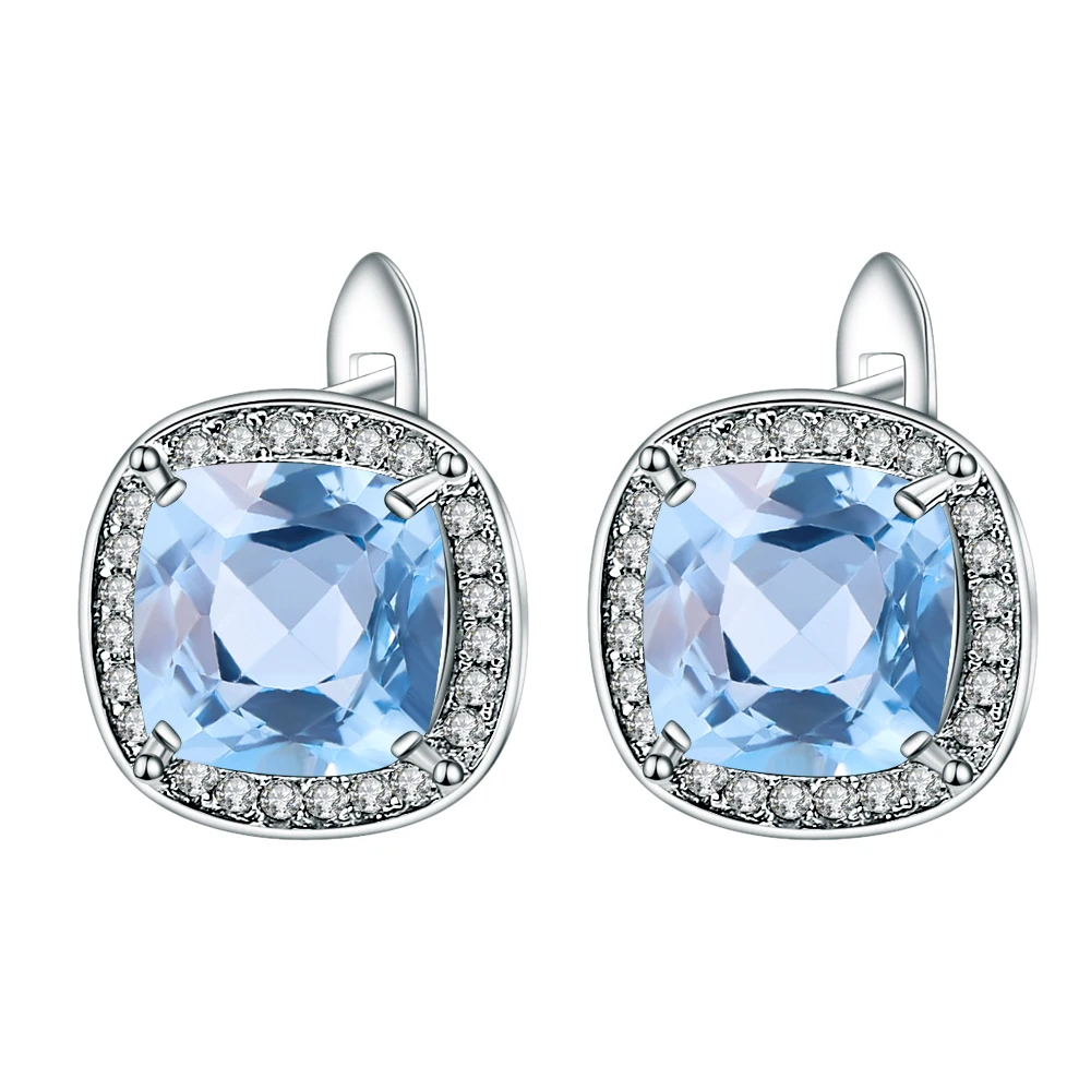 

GEM'S BALLET 6.63Ct Natural Sky Blue Topaz Gemstone Earrings for Women 925 Sterling Silver Elegant Stud Earrings Fine Jewelry
