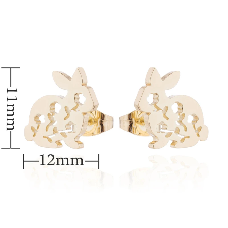Tiny Bunny Earrings Studs Minimalist Rabbit Animal Stainless steel | Украшения и аксессуары