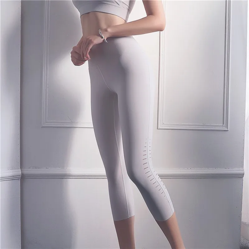 Женские леггинсы для йоги с высокой талией, растяжимые спортивные брюки, боковые вырезы, фитнес, бег, тренировки в спортзале.