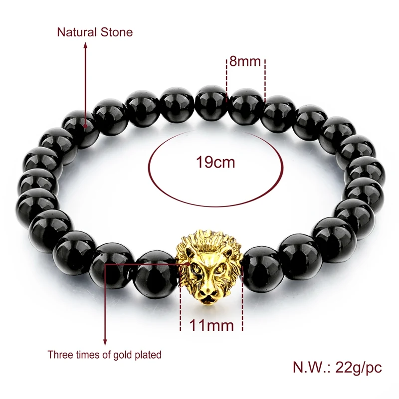 Женский и мужской браслет CHICVIE из натурального камня с золотым львом бусинами