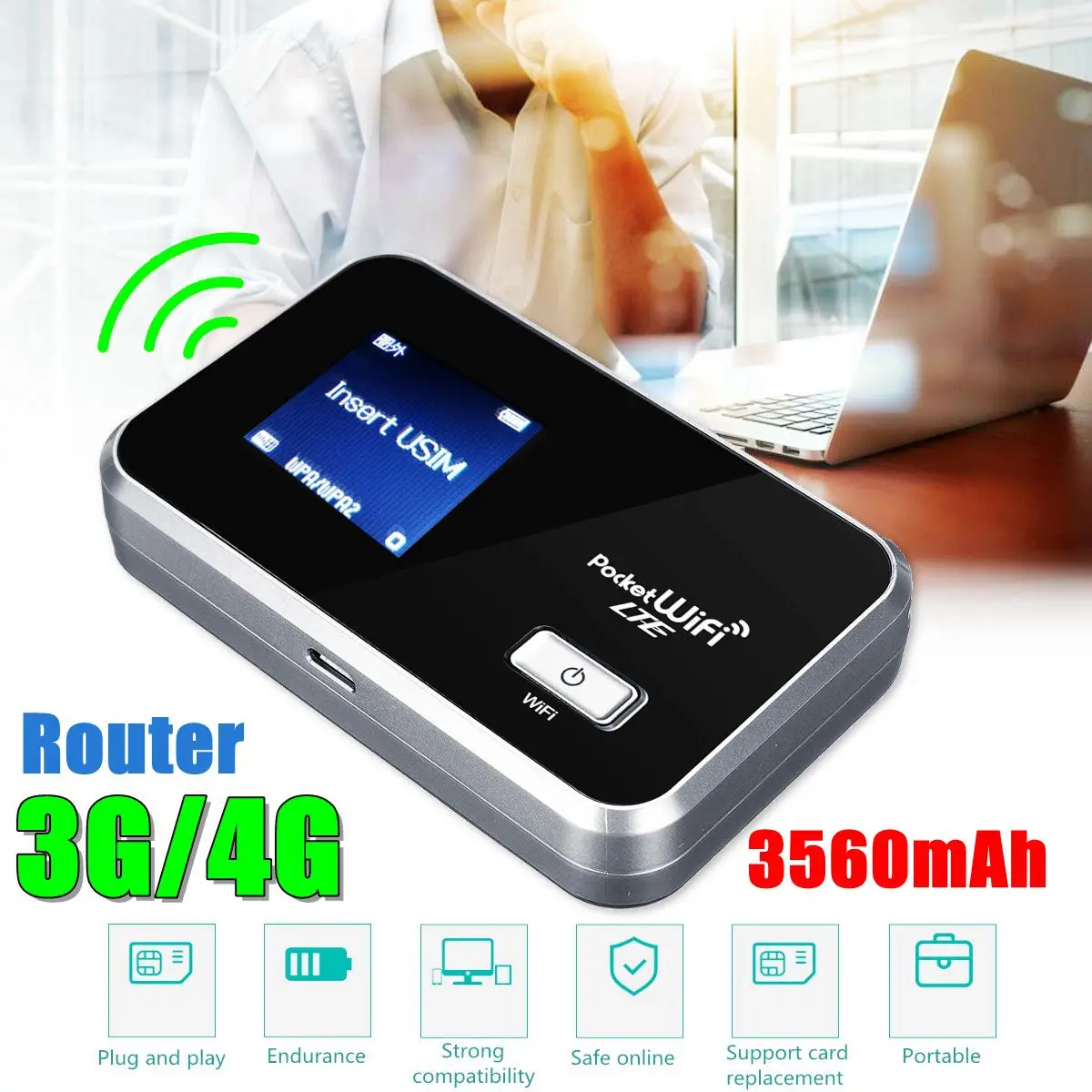 LEORY роутер Портативный wifi 3g-2100/1700 4g-1700MHz аккумулятор 3560mAh 4G LTE Cat4 Мобильная точка доступа