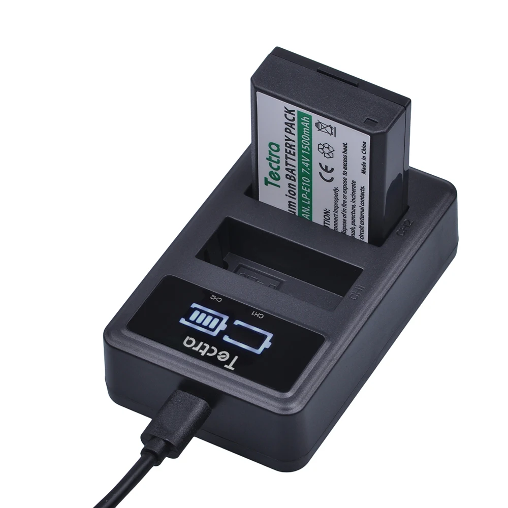 Tectra 4x LP-E10 LPE10 Bateria + светодиодный дисплей USB двойное зарядное устройство для Canon EOS