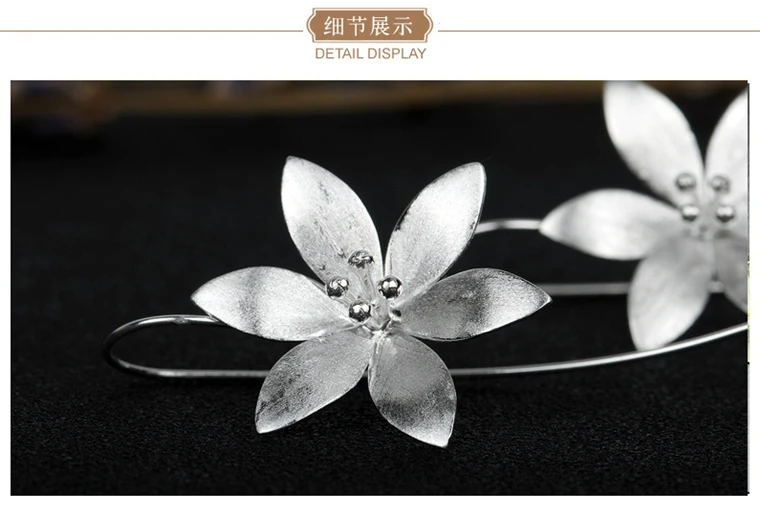 Stylish Lotus Flower Earrings for Women and Girls – Genuine 925 Sterling Silver – Fashionable Sterling Silver Jewelry – Pendientes image 3