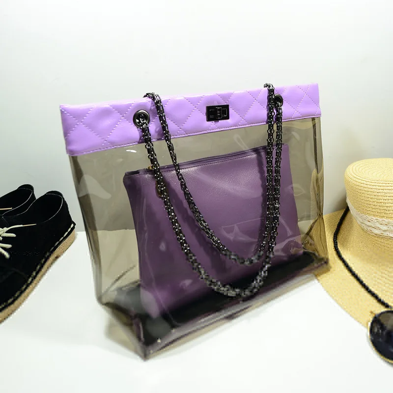 Прозрачная женская сумка 2 шт. прозрачные летние сумочки из ПВХ для пляжа|Сумки с