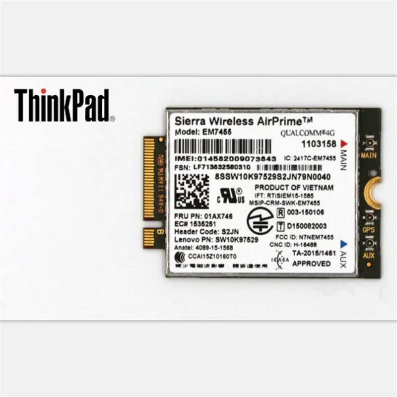 4G LTE беспроводной Airprime EM7455 GOBI6000 для Lenovo T470s X1 Yoga 370 X270 T570 Carbon T470p T470 L570 P71 P51 P51s 01AX746|3G