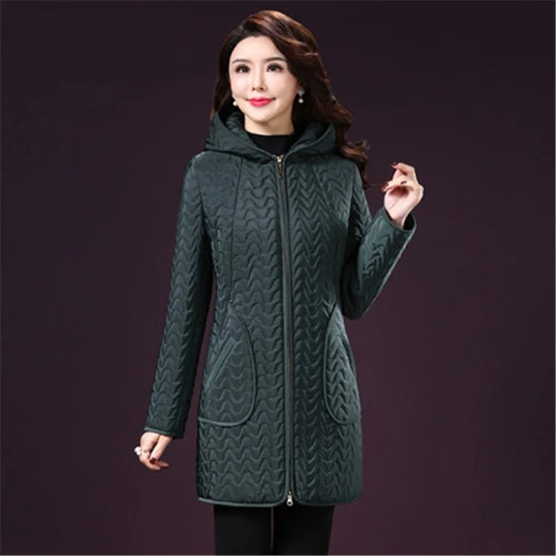 Dark green Зимние парки, Женская куртка, плюс размер, 5XL, толстовки, для женщин среднего возраста, верхняя одежда, теплая, плюс бархат, пальто, одежда OKXGNZ A1966 - Цвет: Dark green