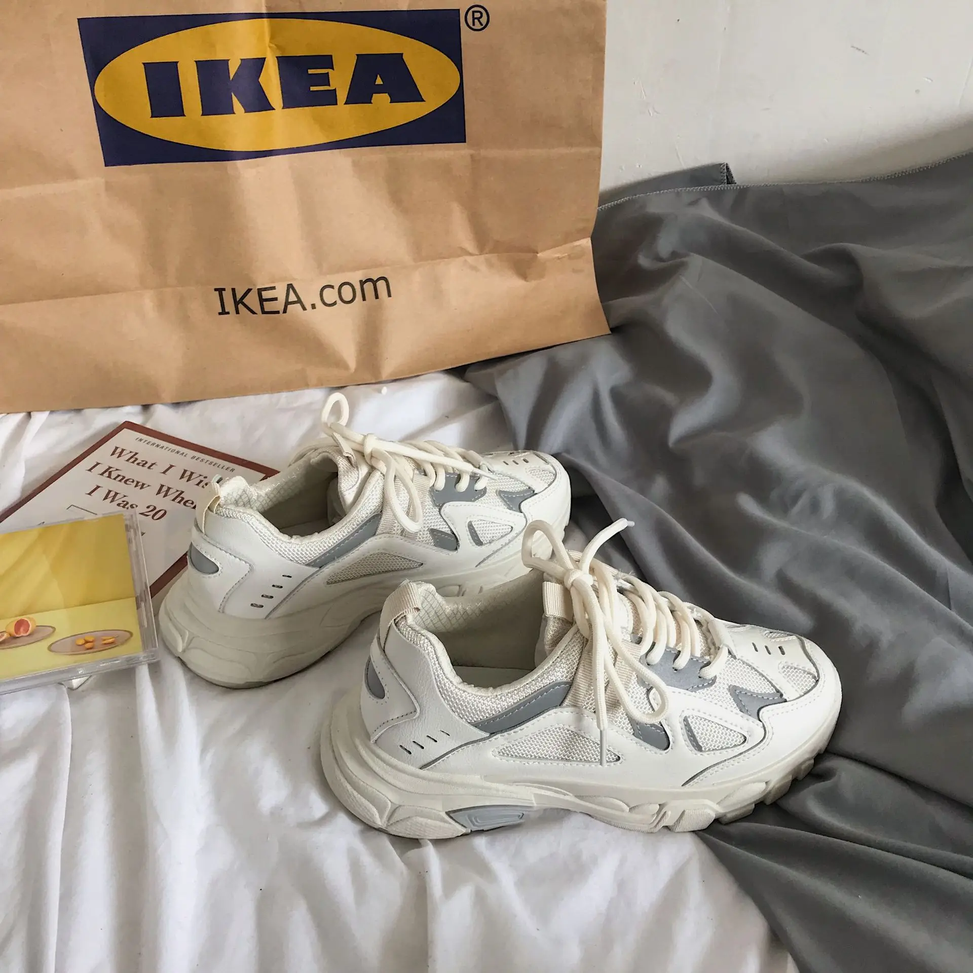 beige INS/кроссовки на массивном каблуке; коллекция года; модная обувь для сна из дышащего сетчатого материала; женская повседневная обувь; смешанные цвета; обувь для отдыха на платформе - Цвет: beige