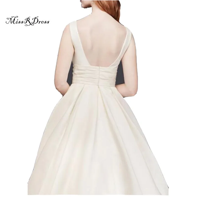 Атласный Пояс Бальное платье Свадебные Платья с V образным Вырезом Декольте И