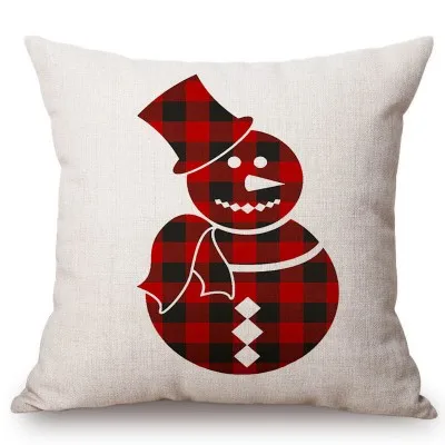 New Scottish Plaids Tartans Christmas Pattern Deer Head Snow flake Snowman Xmas Decoration Pillow Case Linen Red Cushion Cover - Цвет: T301-5