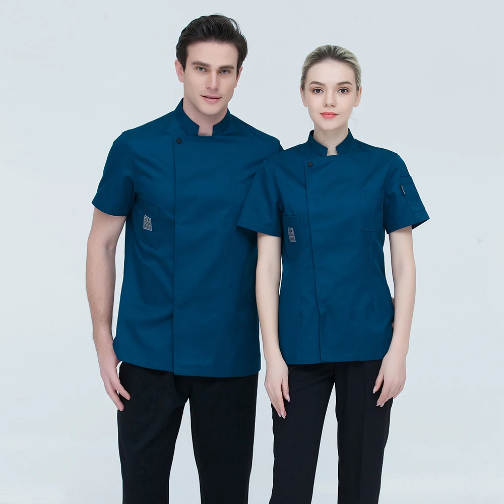 coat1 Высококачественная Мужская Рабочая одежда шеф-повара униформы с короткими рукавами, летняя повседневная одежда для кухни, ресторанные Топы - Цвет: coat1