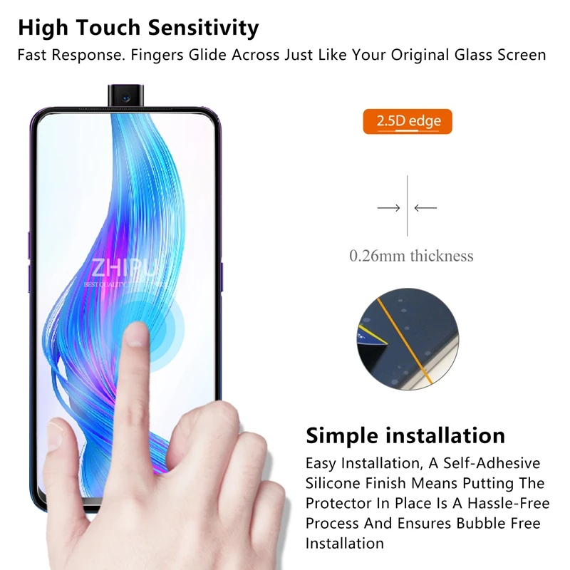 Закаленное стекло для Realme X 2 шт. 2.5D 9H закаленное премиум-класса RMX1901 защитная