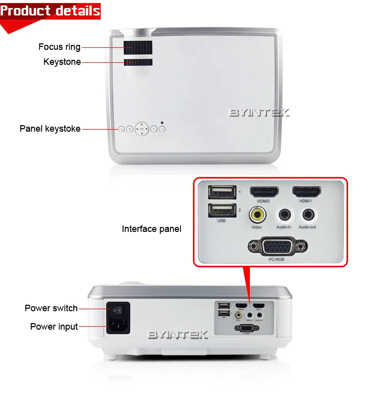 BYINTEK BL110 Cheap Home Theater Cinema Portable HDMI Projector fuLl HD 1080P USB LCD LED Proyector Projetor | Электроника