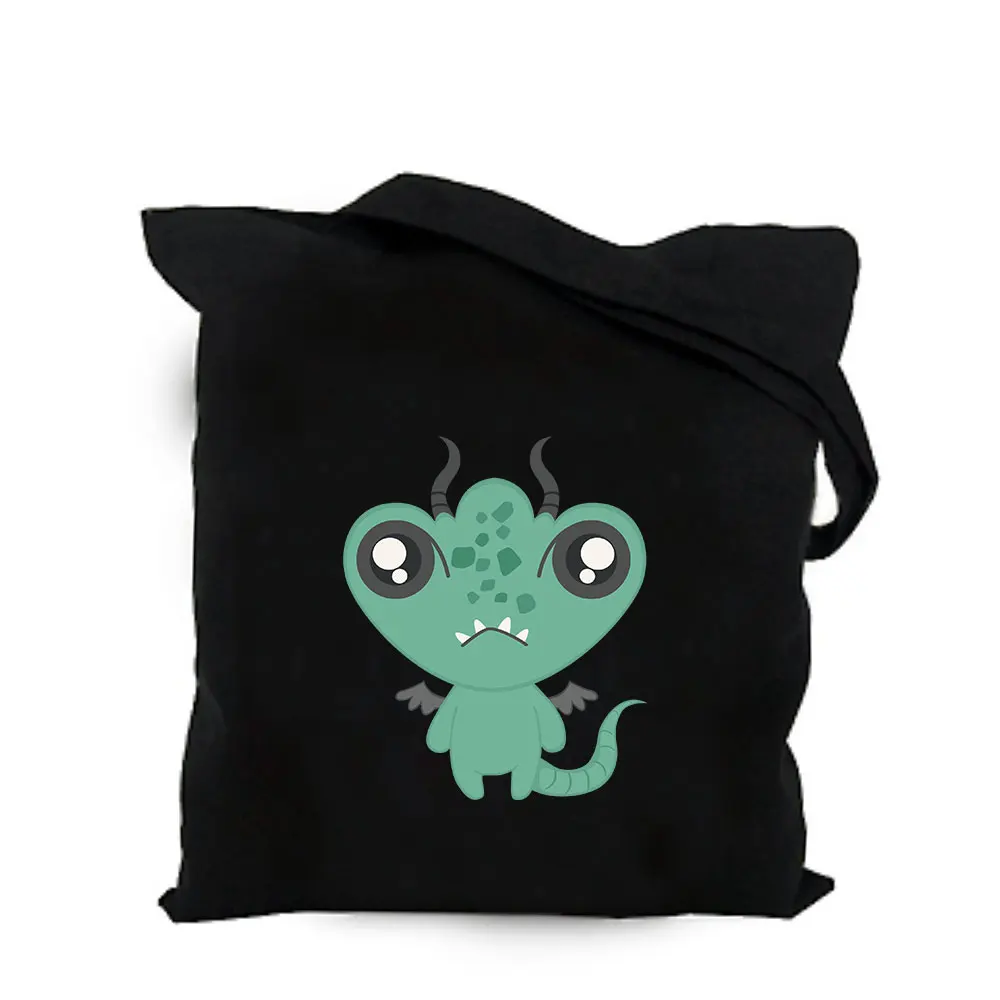 Оригинальные сумки для покупок на рынке милый космический Инопланетянин черный