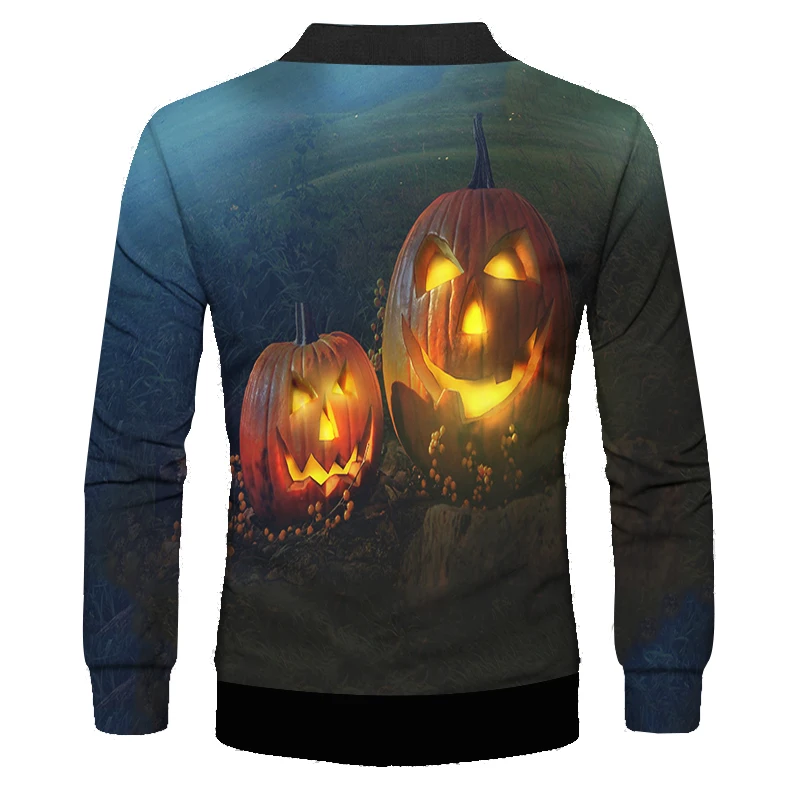 Мужская куртка на молнии OGKB камуфляжная с 3D принтом тыквы и черепа Хэллоуин