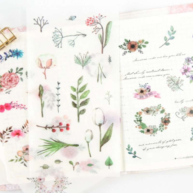 6 шт./лот милые наклейки сделай сам ручная роспись растения цветы милая наклейка