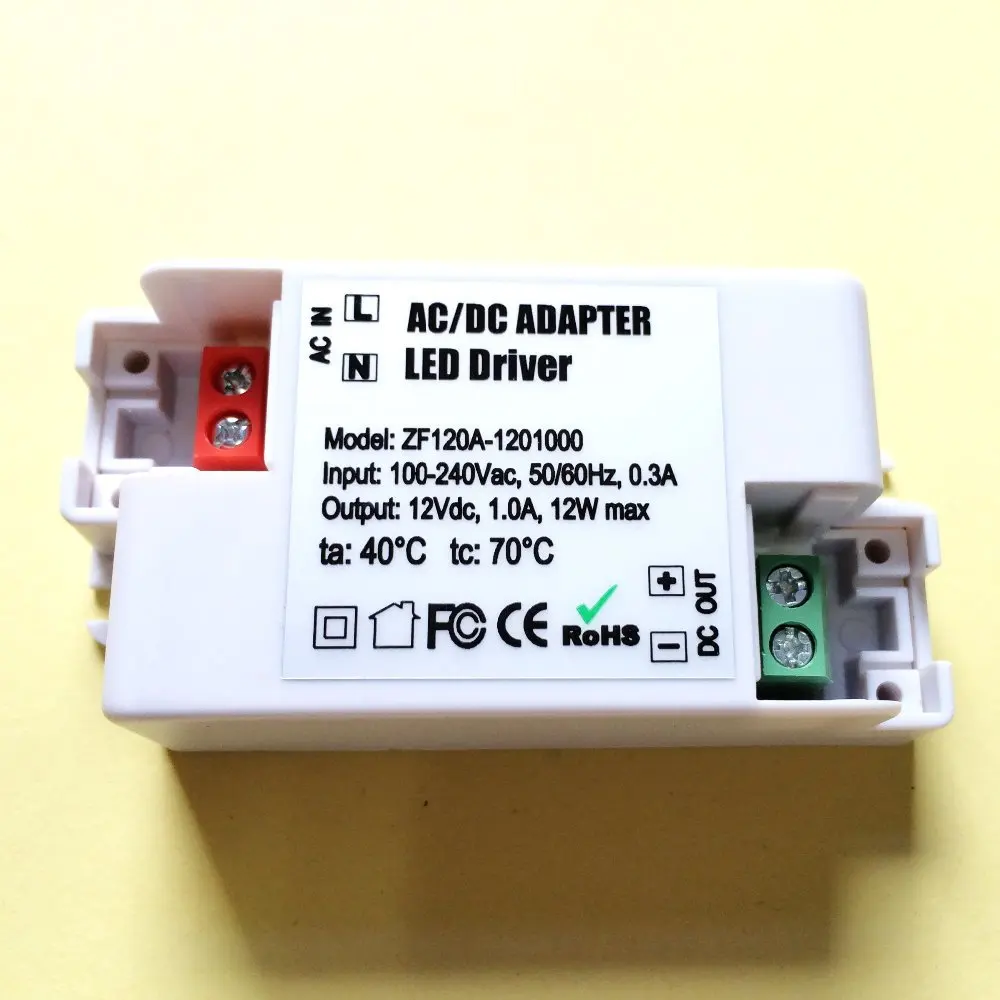 50 шт./лот DC12V1A 12 Вт Мини Ультратонкий компактный блок питания для светодиодного