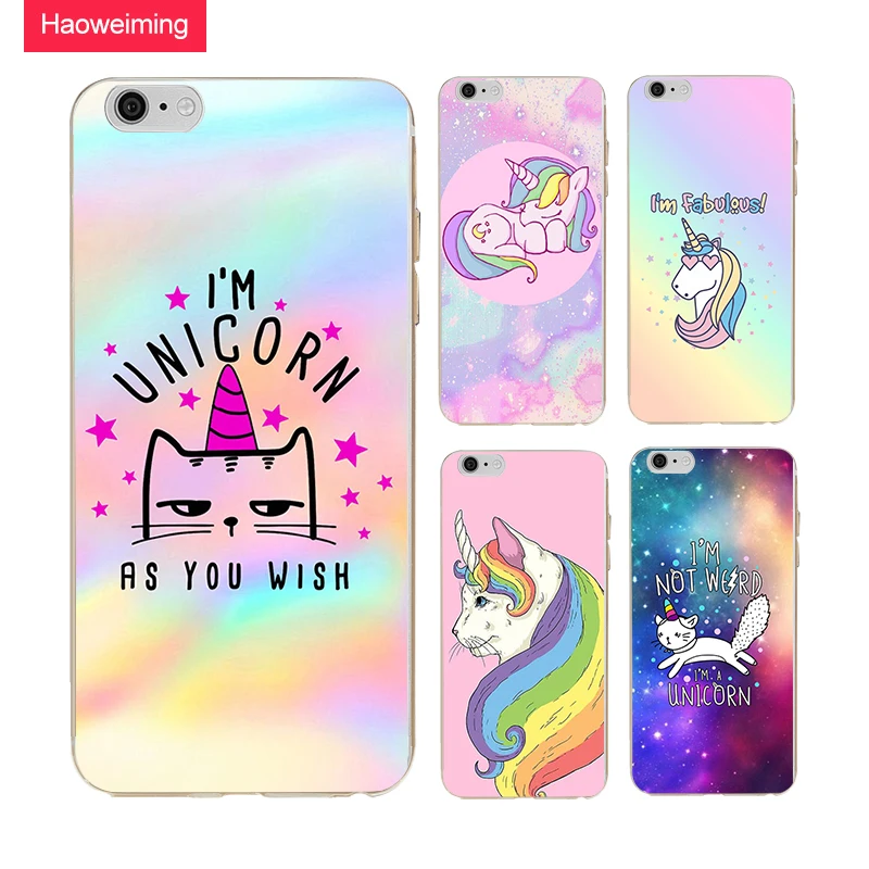 Haoweiming Единорог Кошка силиконовые силиконовый чехол для iphone X 4 4S 5 5S SE 6 S 7 8 плюс #