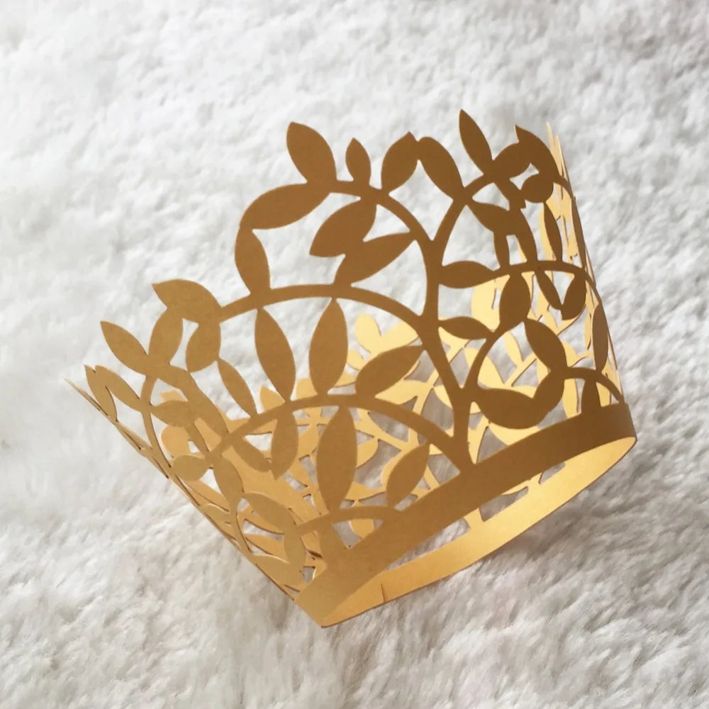 50 шт./лот листья лазерная вырезка жемчужная бумага обертка для капкейков