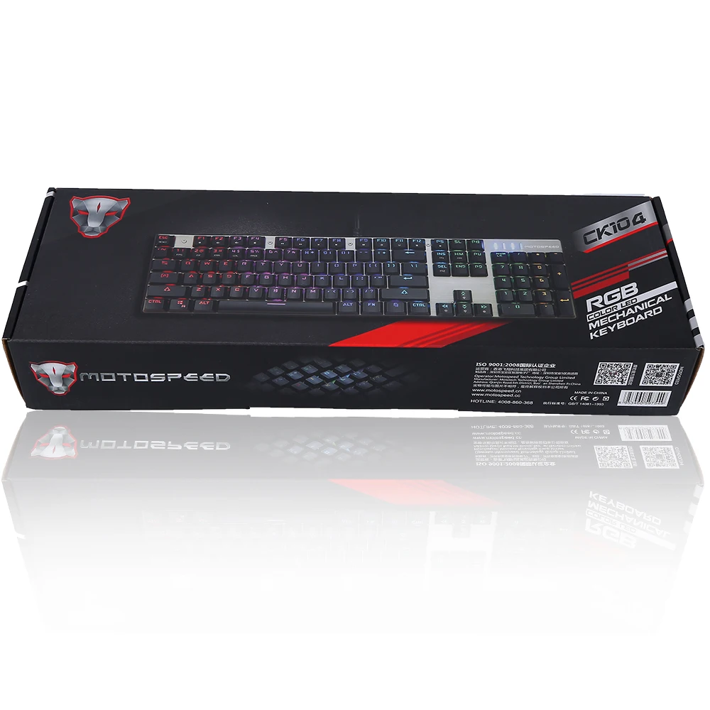 Новый MOTOSPEED CK104 Проводная светодио дный Подсветка механическая клавиатура 104