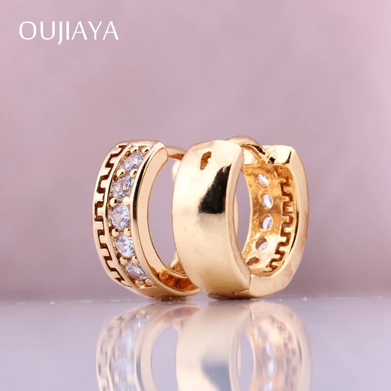 OUJIAYA Hollow Micro-wax Inlay Dangle Earrings Gold color plated Natural Zircon Fashion Women Wedding Party Exquisite Luxury A35 | Украшения