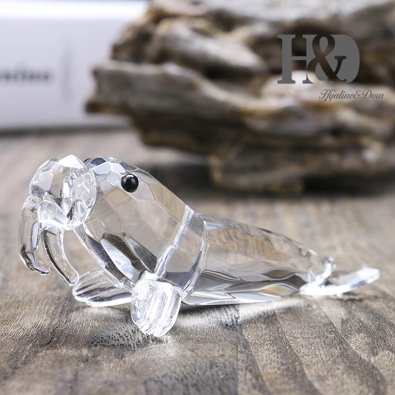H & D прозрачная Коллекционная Фигурка моржа мини статуя животного украшение