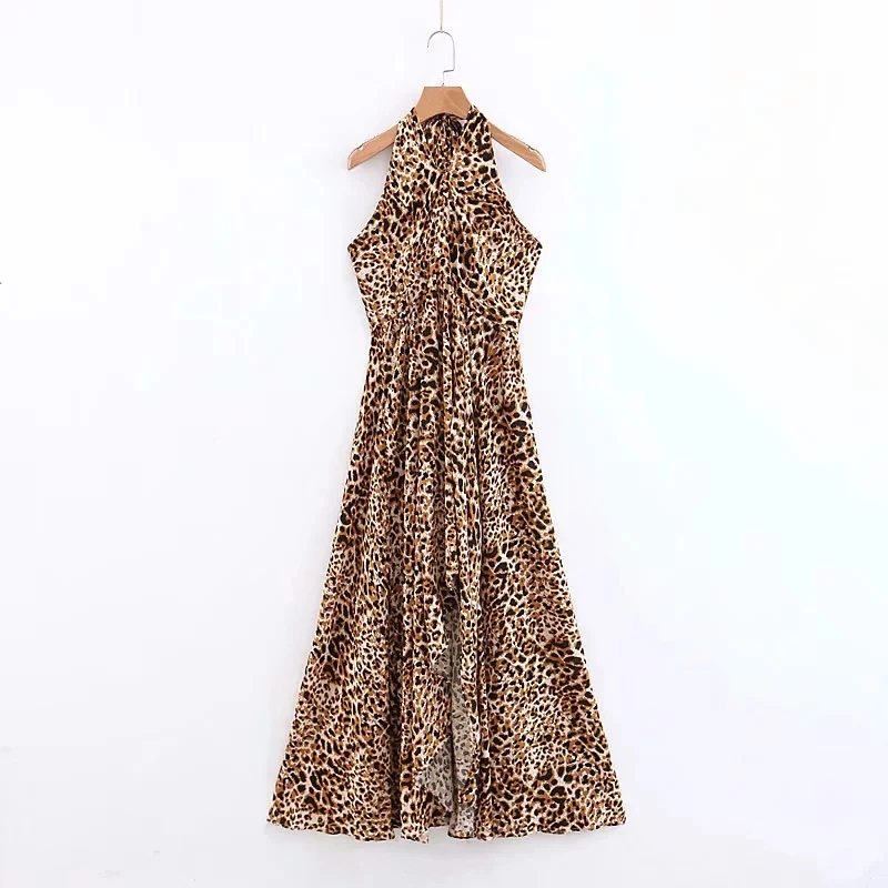 JuneLove женское сексуальное леопардовое длинное платье макси винтажное пляжное с