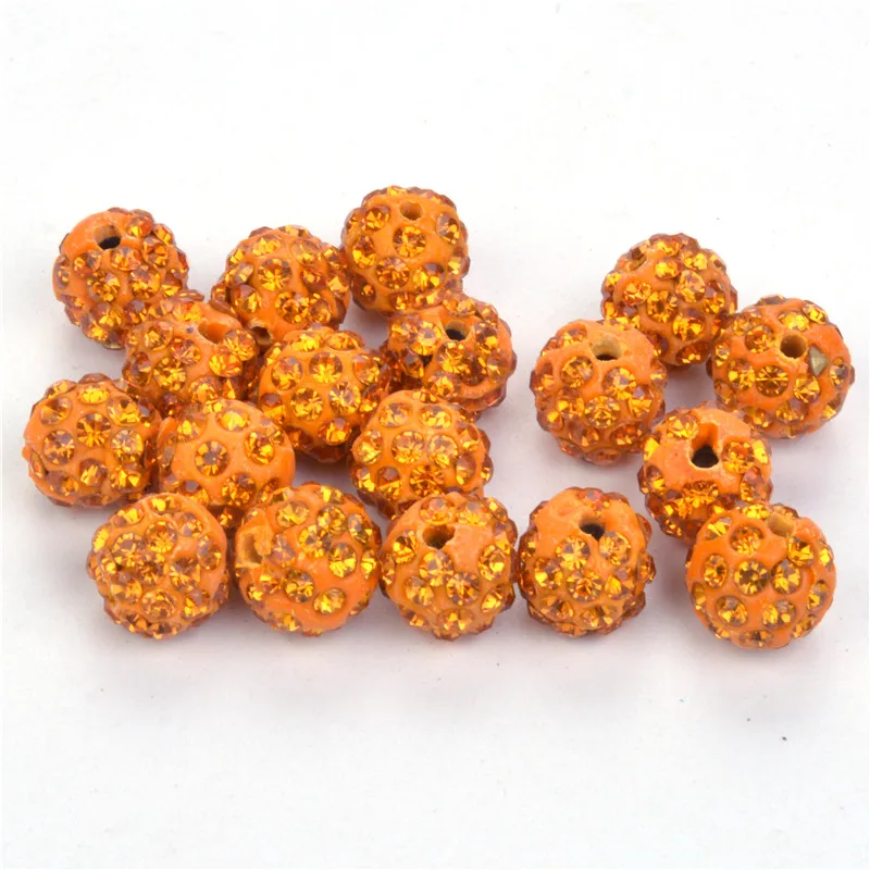 

50pcs 10mm Crystal Bead Clay Micro Pave 5Row Rhinestone Ball Beads For DIY Bracelet Neacklace Jewelry Making
