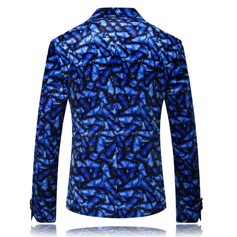 Модный осенний мужской блейзер с 3D принтом бабочки приталенный новый бренд 2019