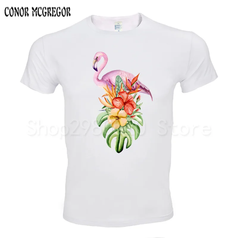 Новое поступление 2018 мужская летняя красивая футболка с принтом Фламинго крутые