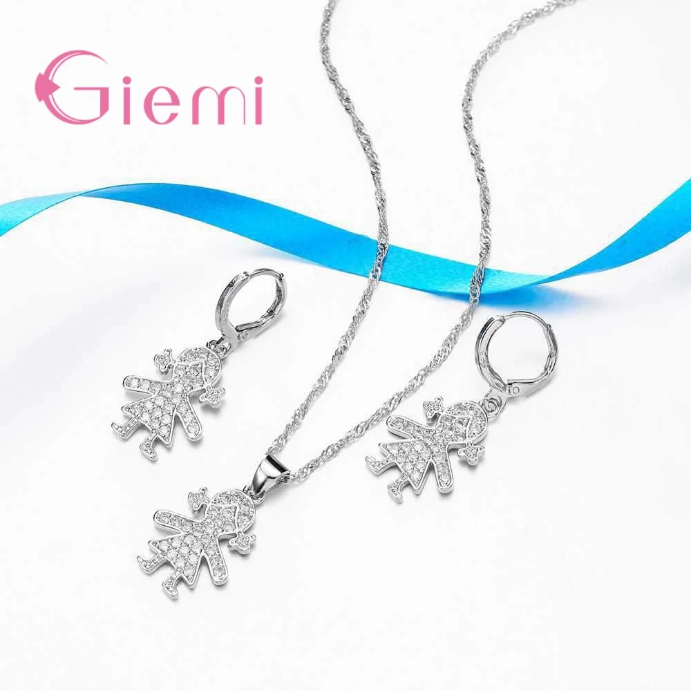 

Newest Models Gifts 925 Sterling Silver Figure Necklace Sets Fashion Brincos Stud Earings for Women Anniversary Jewelry Set