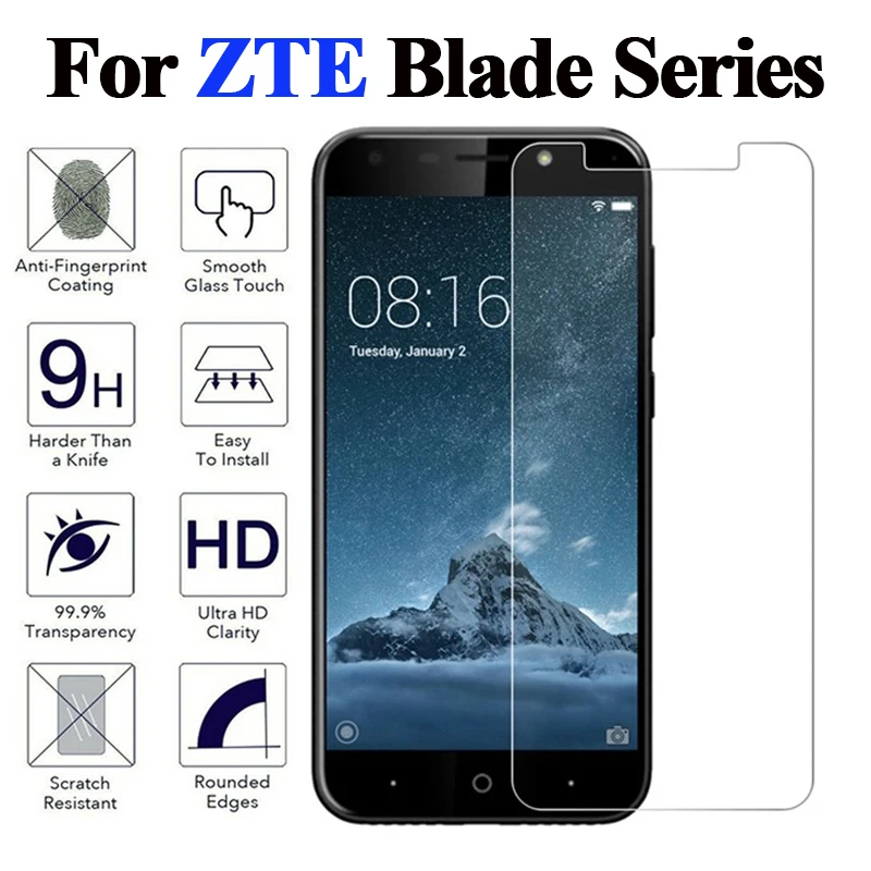 Для zte blade a520 glass v7 light lite v7lite a6 v6 v 7 v8 a510 a601 a 6 8 закаленное защитное стекло для