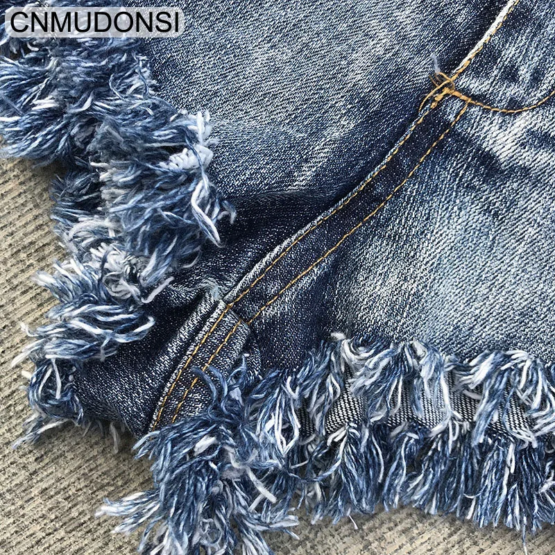 Женские короткие шорты сезон весна лето 2019 облегающие синие бермуды сексуальные