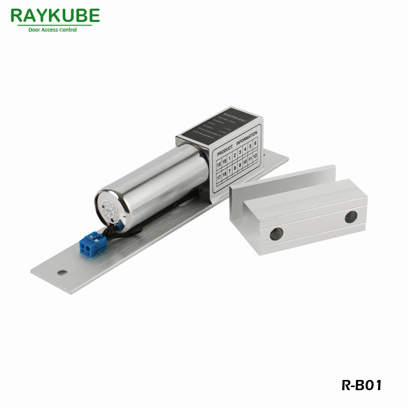 RAYKUBE Электрический замок болт безопасный режим + стеклянный дверной зажим для