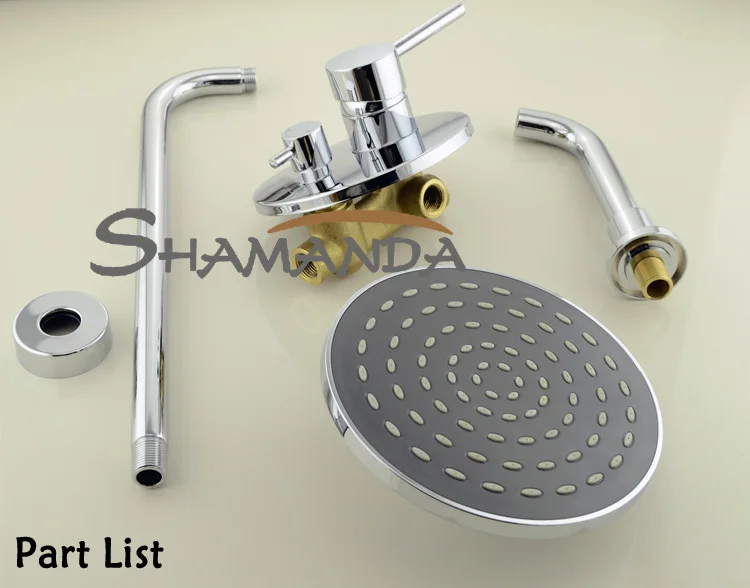 Free Shipping Brass Chrome In Wall Mounted Shower Set Faucet Bath and Mixer With 8 Inch Rainfall 17518 | Обустройство дома
