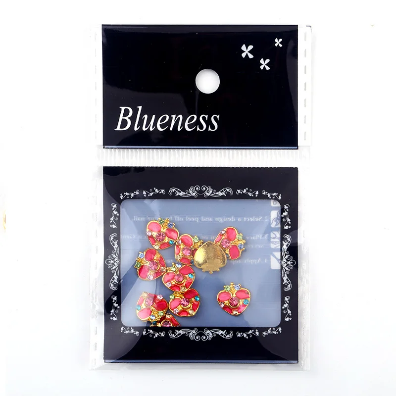Blueness 10 шт./лот 3D Блестящий Кристалл красное сердце Дизайн Маникюр сплав Стразы