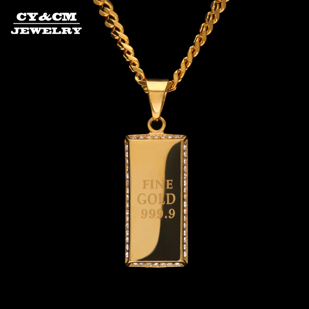 CY& CM для мужчин женщин нержавеющая сталь Dog Tag армии карты блестящие CZ Стразы кулон Панк ювелирные изделия золото хип хоп цепочки и ожерел