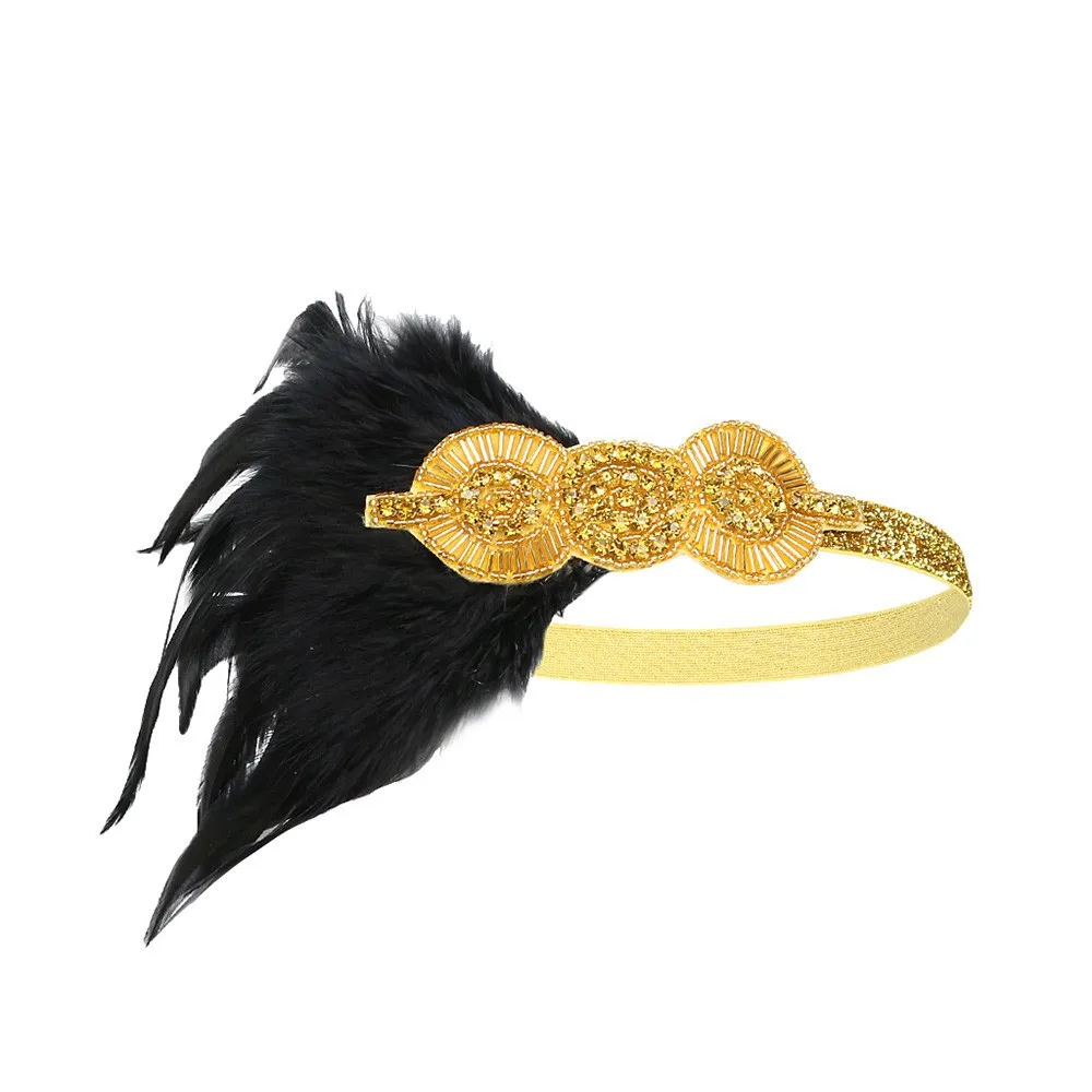 1920s Headpiece Feather Flapper Headband Great Gatsby Headdress Vintage Spring Autumn New plus Fashion Simplicity Headband