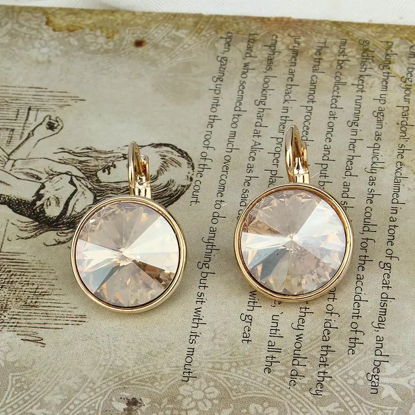 18K Real Gold Plated Dishana новые женские висячие серьги с камнями элегантные золотые Австрийские Серьги с кристаллами ювелирные серьги E0098 - Окраска металла: 18K Real Gold Plated