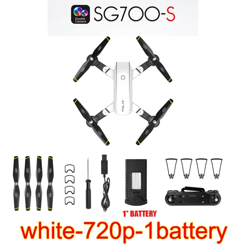 white-720p-1battery RC самолеты SG700-S игрушки, фотография 720 p/1080 p 3D флип, WiFi FPV, 3,7 V 1000 mAh, камера селфи видео Дрон в реальном времени аэрофотосъемка подарок - Цвет: white-720p-1battery