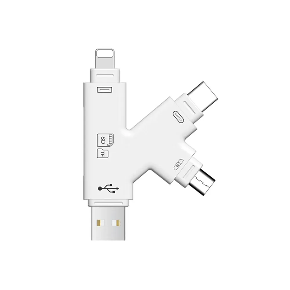 4 в 1 Micro SD и TF Card Reader USB C Тип C адаптер OTG Картридер для iPhone XS max/XS/X/7 8 плюс Android Phone MAC PC