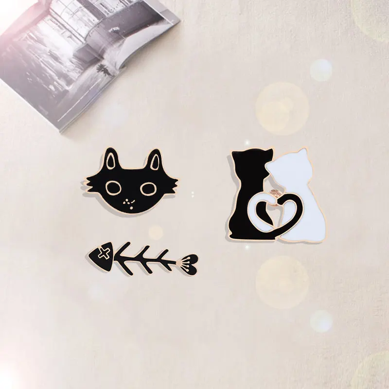 3 шт./компл. Женская/Детская бижутерия эмалированная брошь в виде рыбьего кота с