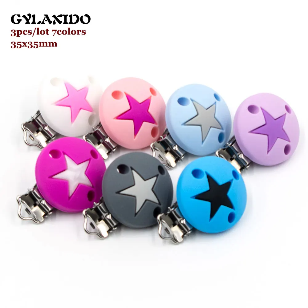10 шт. клипсы для соски цветная круглая звезда силиконовая клипса BPA свободное
