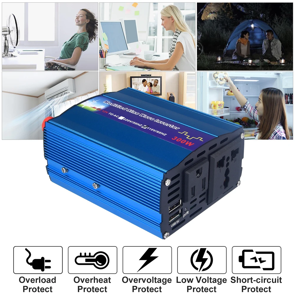 Инвертор 300 Вт DC12V вход в AC220V выход автомобильный преобразователь мощности с USB