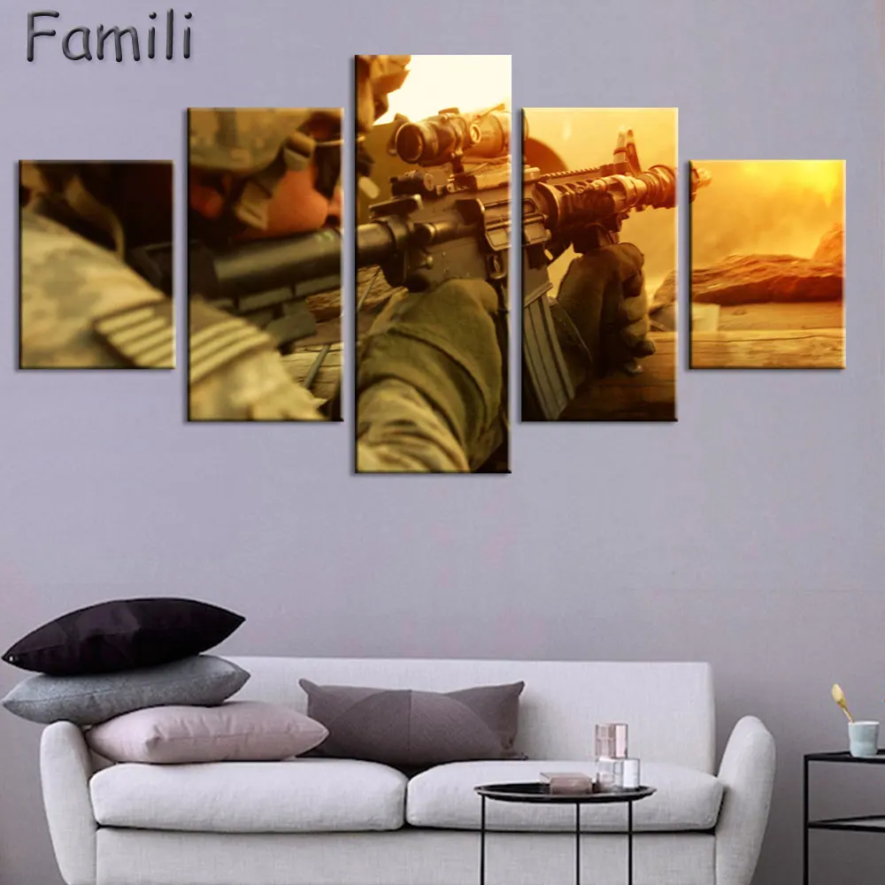 Настенная живопись на холсте без рамки абстрактные солдаты Aunset раскраска маслом