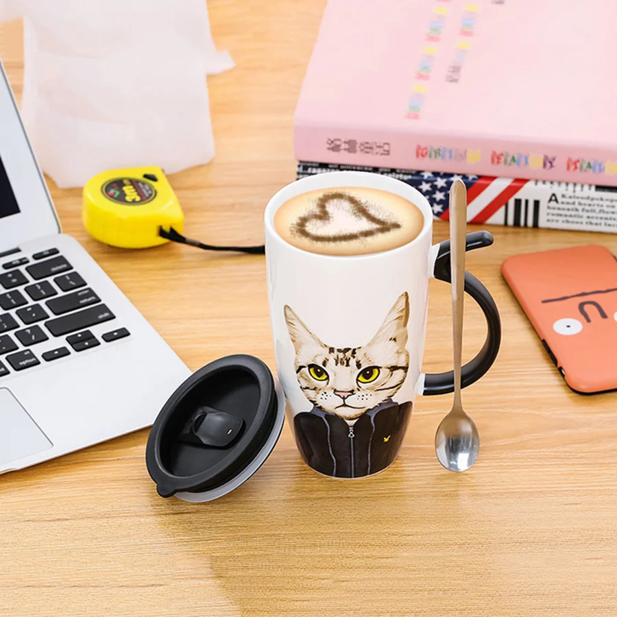 Чашки и кружки для собак чашки мультфильм с крышкой Забавные милые керамические