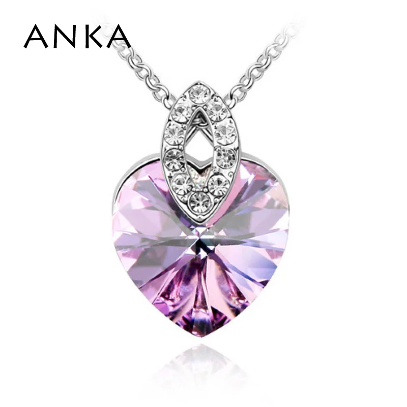 Ожерелье-подвеска из австрийского хрустального сердечка с родиевым покрытием