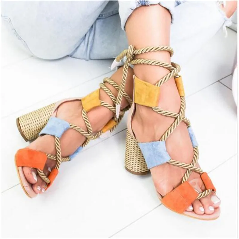 

Summer Wedge Espadrilles Women Sandals 7CM Heel Pointed Fish Mouth Sandals Woman Hemp Lace Up Women Platform Sandals